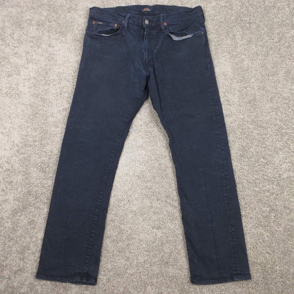 Polo Ralph Lauren Jeans Mens 33x30 Blue Dark Wash Straight Zip Fly Denim Pants